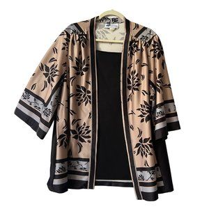 Vintage Women's Top Notch Blouse Black and Beige Size 22 W